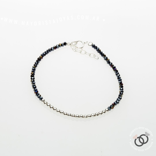 PULSERA PLATA Y CRISTAL (PBC214)