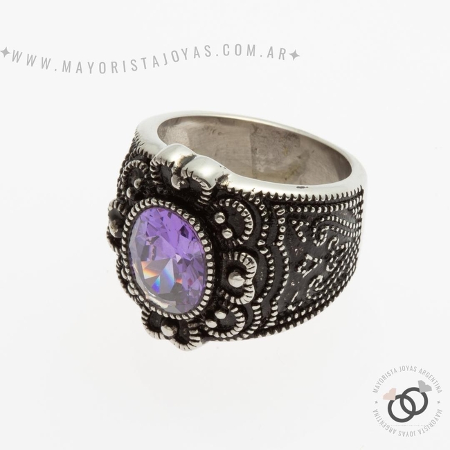 ANILLOS ACERO Y CRISTAL (AAC174)