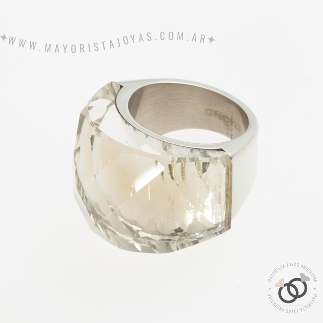 ANILLO ACERO Y CRISTAL (AAC192)