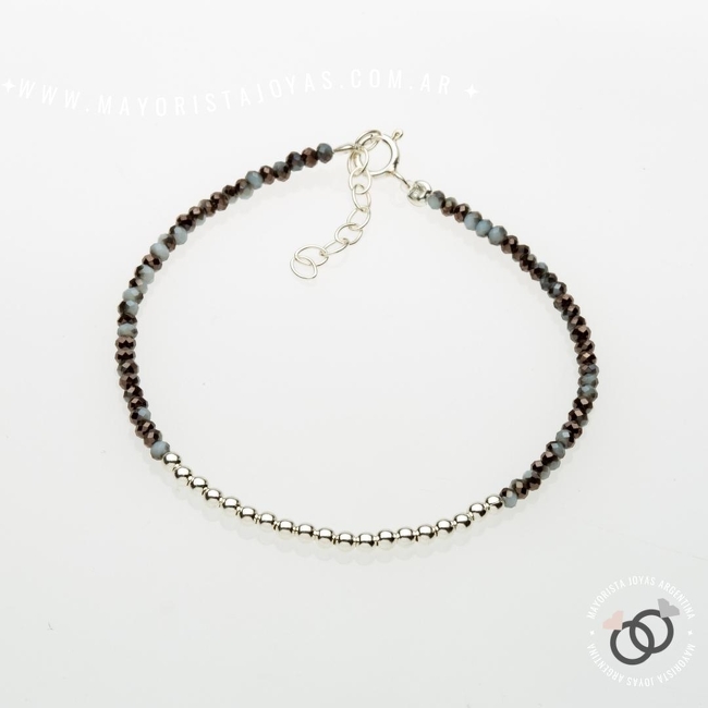 PULSERA PLATA Y CRISTAL (PBC198)