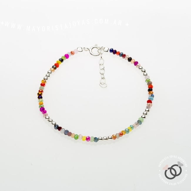 PULSERA PLATA Y CRISTAL (PBC196)