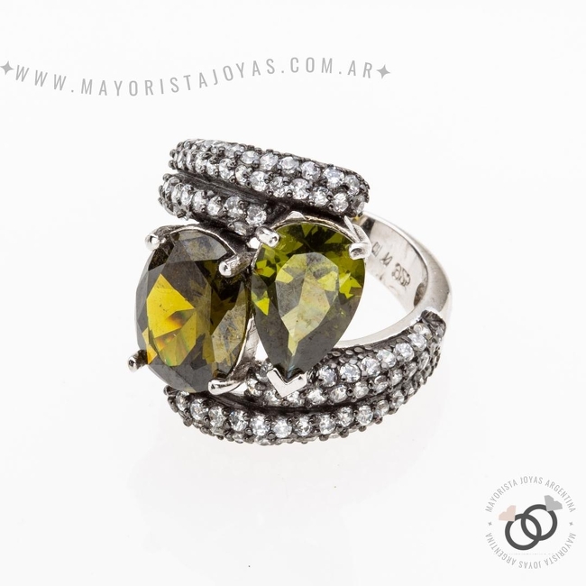 ANILLO PLATA Y CRISTAL (PAC0280V)