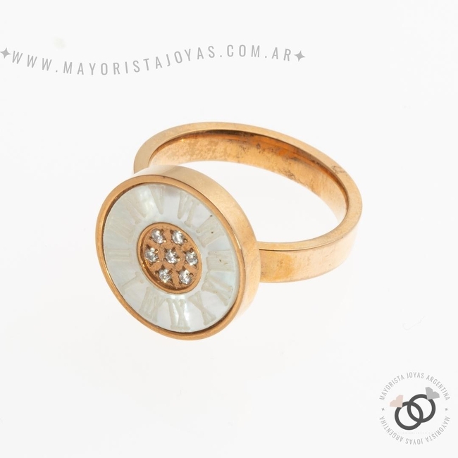 ANILLOS ACERO Y CRISTAL (AAC168N)