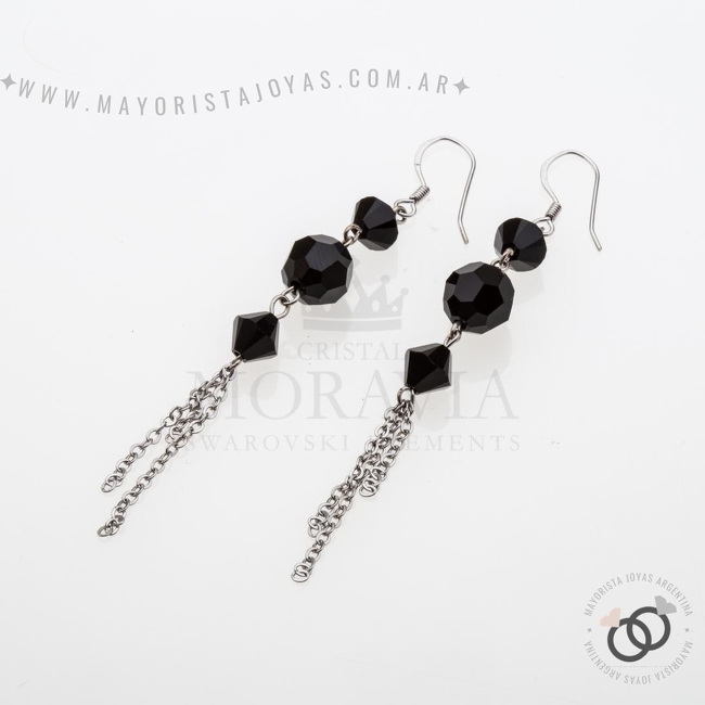 Pendiente con Cristal (MPC0235N) PLATA 925