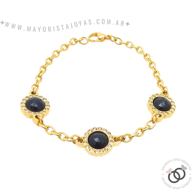 PULSERA CON CRISTALES Y ASTERISMOS (BAP0127N)