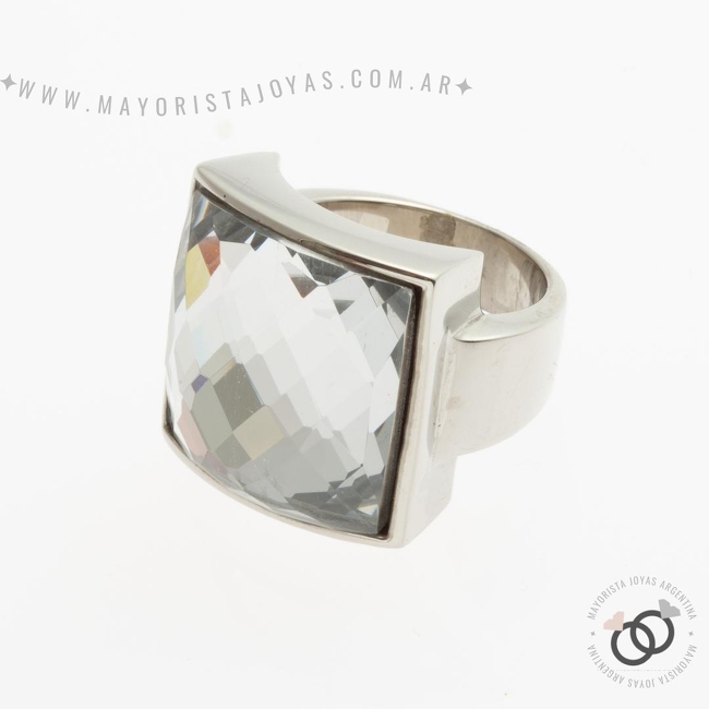 ANILLO ACERO Y CRISTAL (AAC185)