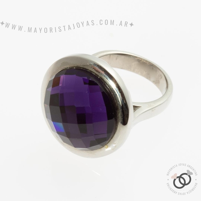 ANILLO ACERO Y CRISTAL (AAC198)