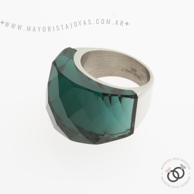 ANILLO ACERO Y CRISTAL (AAC155)
