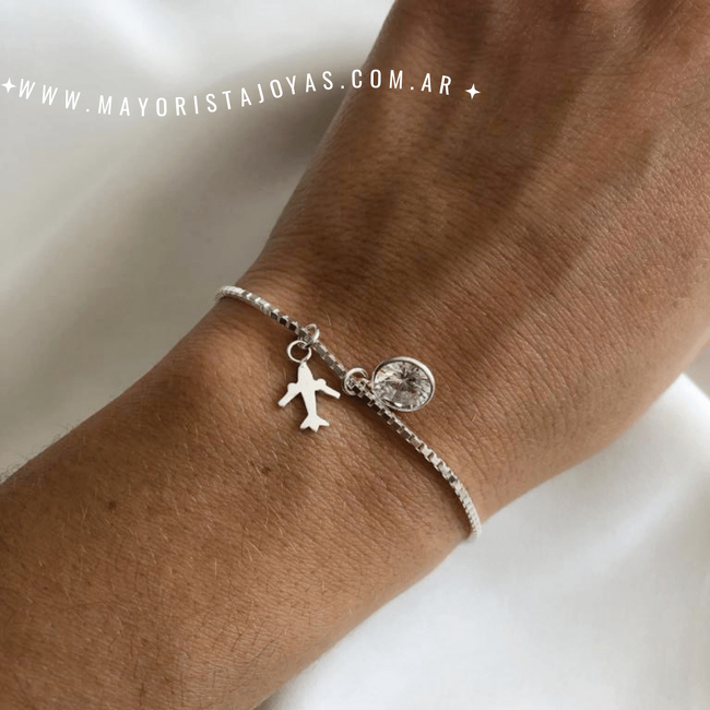 PULSERA PLATA Y CUBIC (PBZ134)