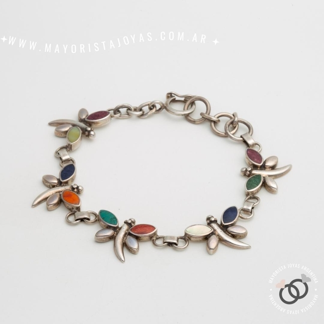 PULSERA PLATA Y PIEDRAS (PBN0113)