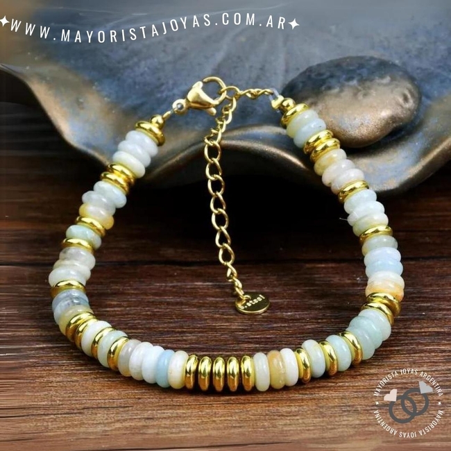 PULSERA CON CRISTALES Y ASTERISMOS (BAP0122)