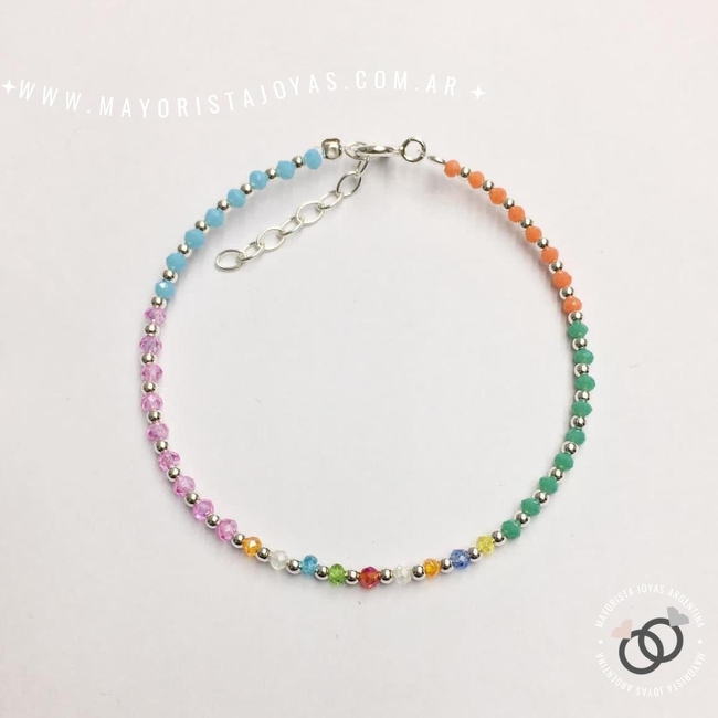 PULSERA PLATA Y CRISTAL (PBC186)