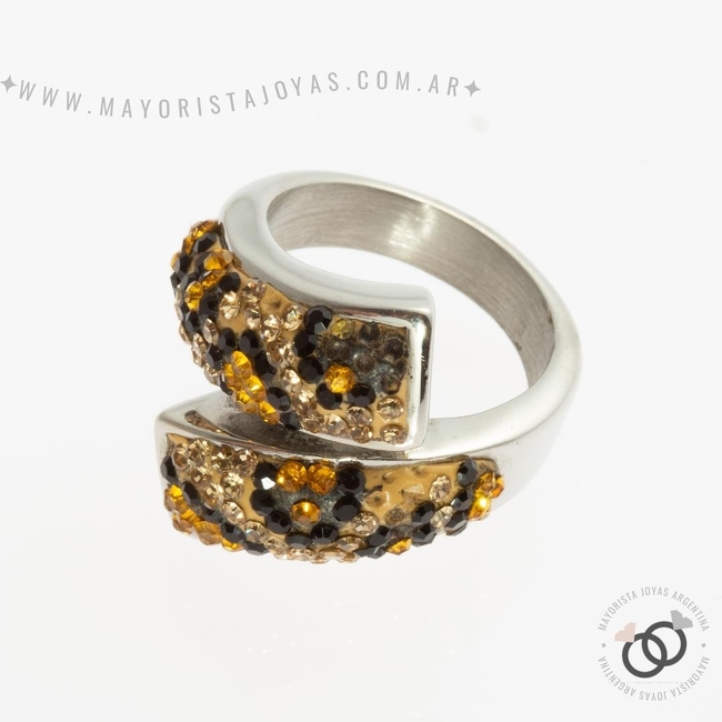 ANILLO ACERO Y CRISTAL (AAC186)