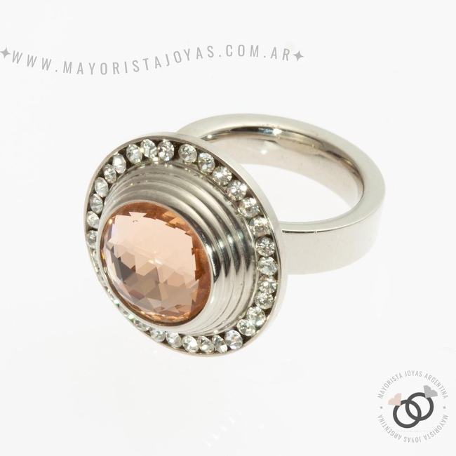ANILLO ACERO Y CRISTAL (AAC207)