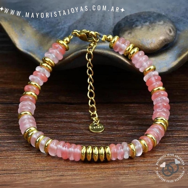 PULSERA CON CRISTALES Y ASTERISMOS (BAP0122R)