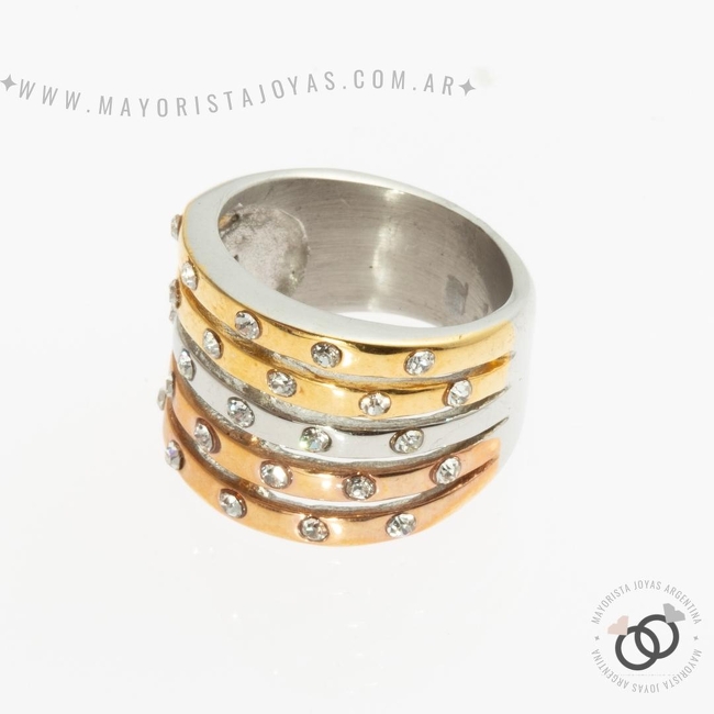 ANILLOS ACERO Y CRISTAL (AAC166)