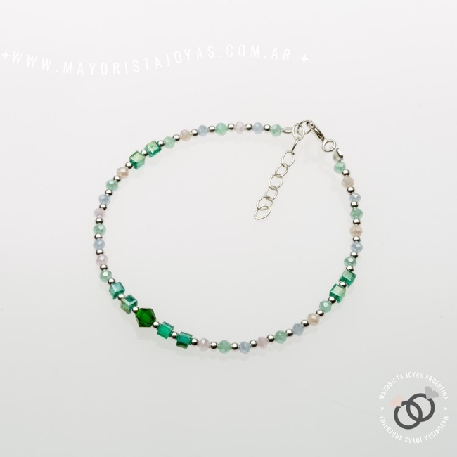 PULSERA PLATA Y CRISTAL (PBC211)