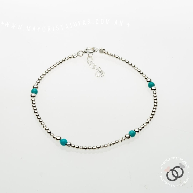 PULSERA PLATA Y PIEDRA REGULABLE  (PBN0091)