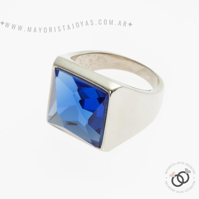 ANILLO ACERO Y CRISTAL (AAC189)