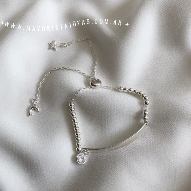 PULSERA PLATA Y CUBIC (PBZ043)