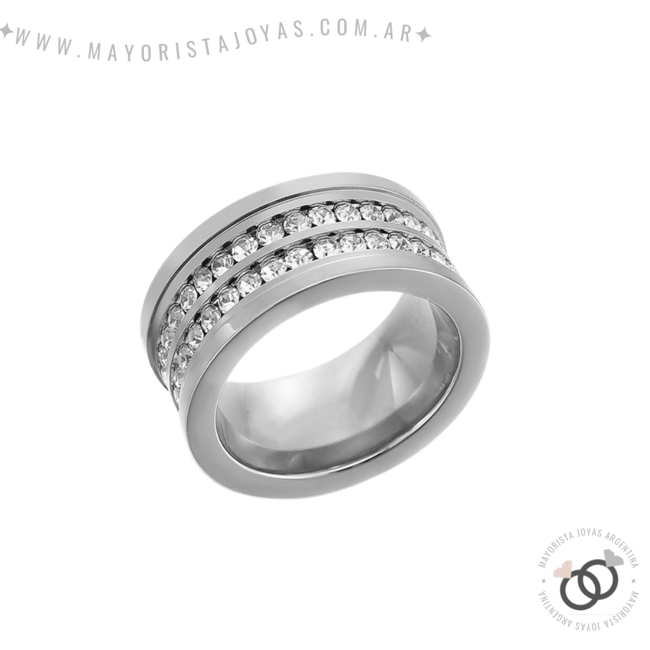 ANILLO ACERO Y CRISTAL (AAC0212)
