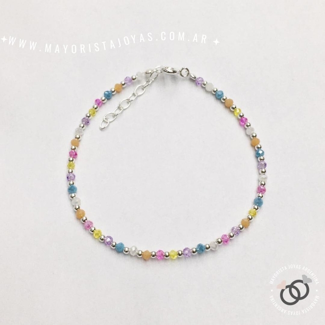 PULSERA PLATA Y CRISTAL (PBC183)