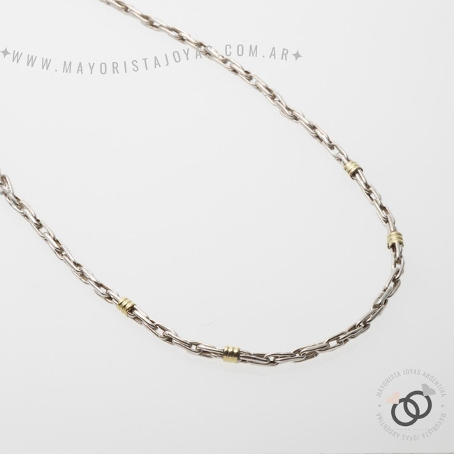 CADENA PLATA Y ORO 55 CM (POC0021)