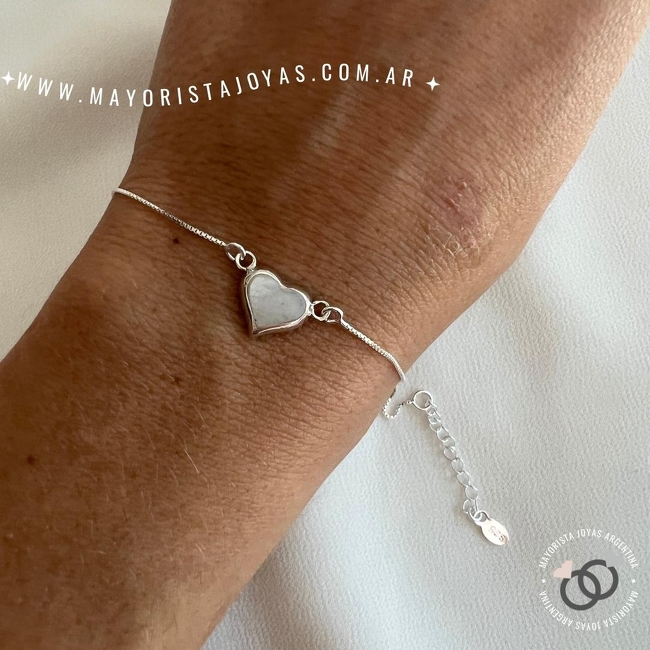 PULSERA PLATA  Y PIEDRA (PBN060)