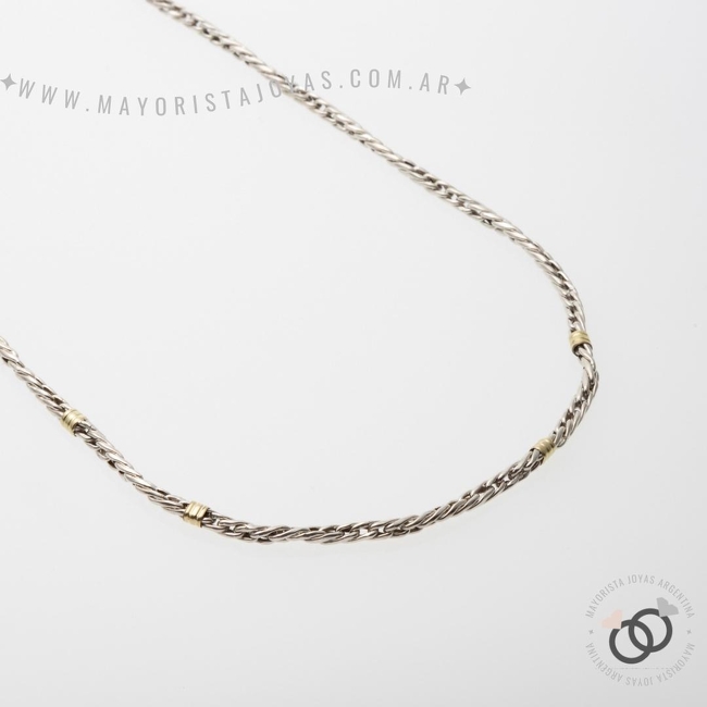 CADENA PLATA Y ORO 50 CM (POC0016)