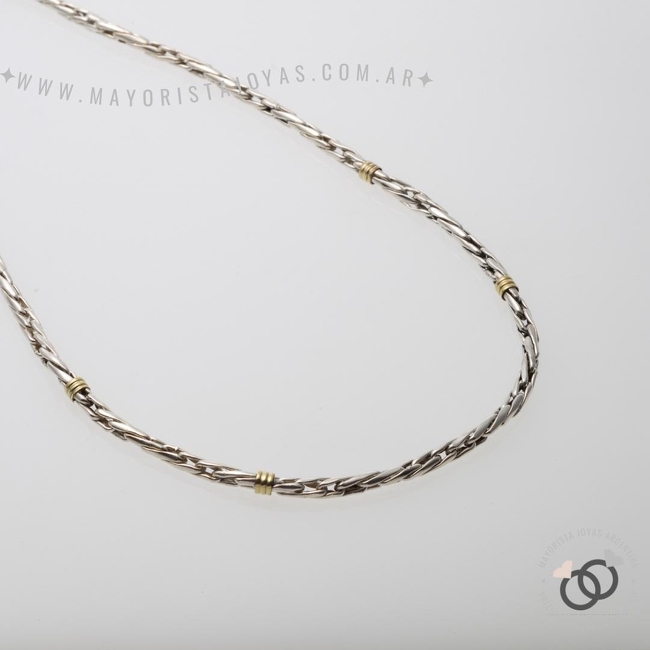 CADENA PLATA Y ORO 50 CM (POC0025)