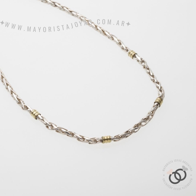 CADENA PLATA Y ORO 55 CM (POC0018)