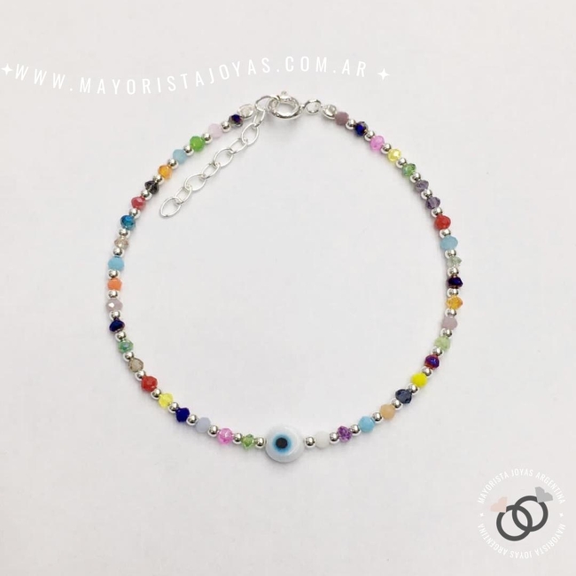 PULSERA PLATA Y CRISTAL (PBC184)