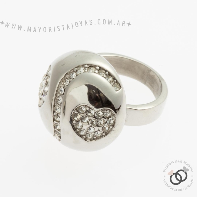 ANILLOS ACERO Y CRISTAL (AAC175)