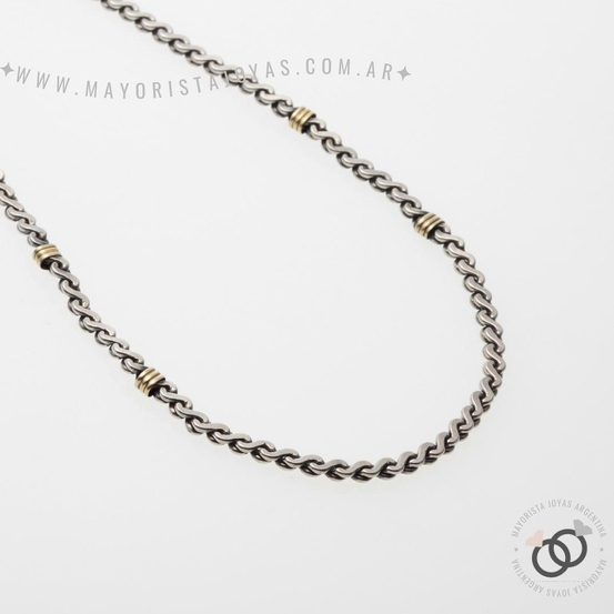 CADENA PLATA Y ORO 50 CM (POC0014)