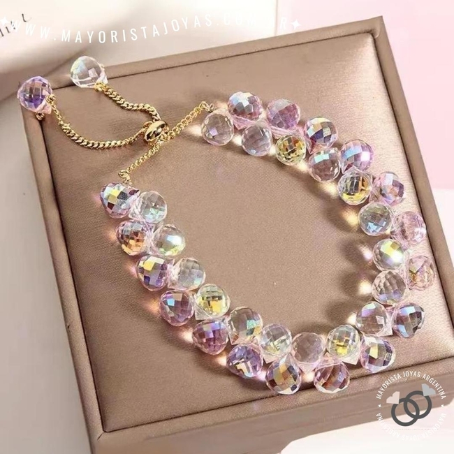 PULSERA CON CRISTALES Y ASTERISMOS (BAP0119R)