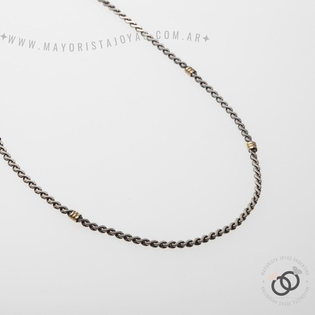 CADENA PLATA Y ORO 40 CM (POC009)