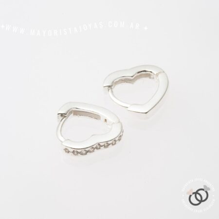 ARGOLLAS CORAZON 10 MM PLATA Y CUBIC (PPC0263)