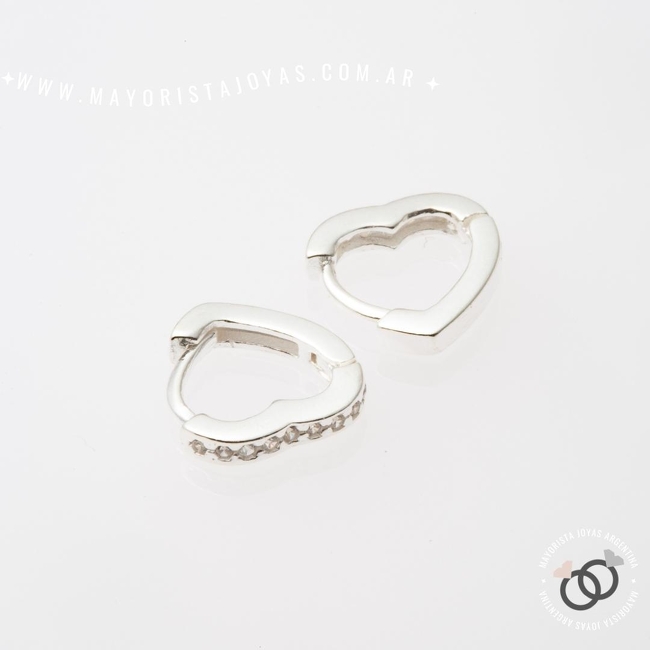 ARGOLLAS CORAZON 10 MM PLATA Y CUBIC (PPC0263)