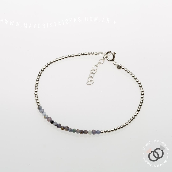 PULSERA PLATA Y PIEDRA REGULABLE (PBN0095)