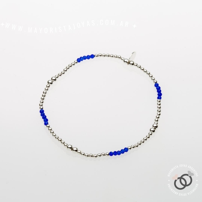 PULSERA PLATA Y PIEDRA ELASTIZADA (PBN0090)