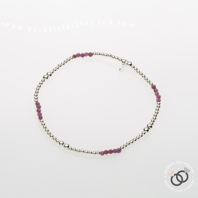 PULSERA PLATA Y PIEDRA ELASTIZADA (PBN0085)