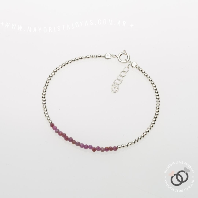 PULSERA PLATA Y PIEDRA REGULABLE (PBN099)