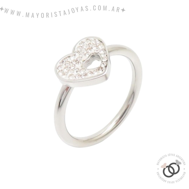ANILLO ACERO Y CRISTAL (AAC0211)