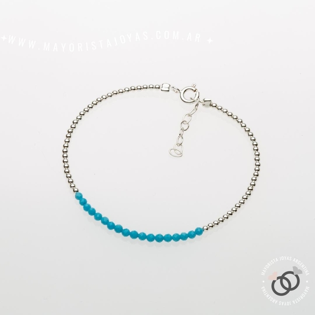 PULSERA PLATA Y PIEDRA REGULABLE (PBN0098)