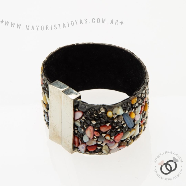 PULSERA DE ACERO Y CUERO (BAC011)