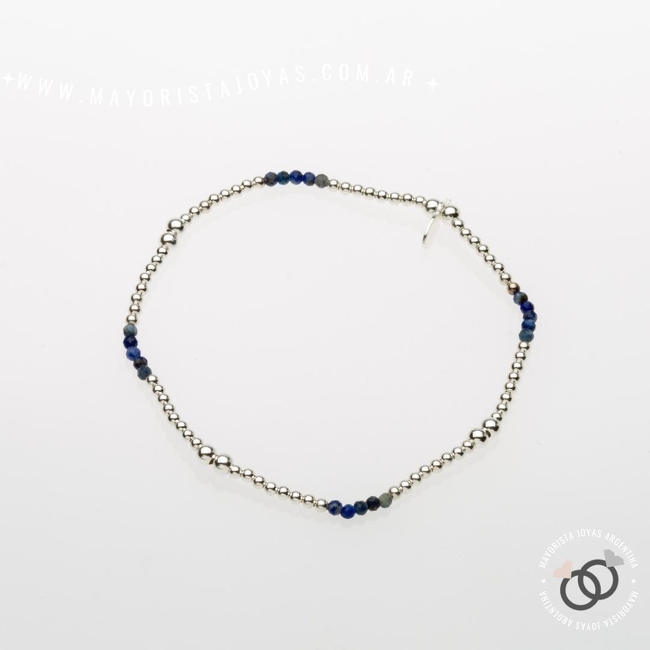 PULSERA PLATA Y PIEDRA ELASTIZADA (PBN0086)