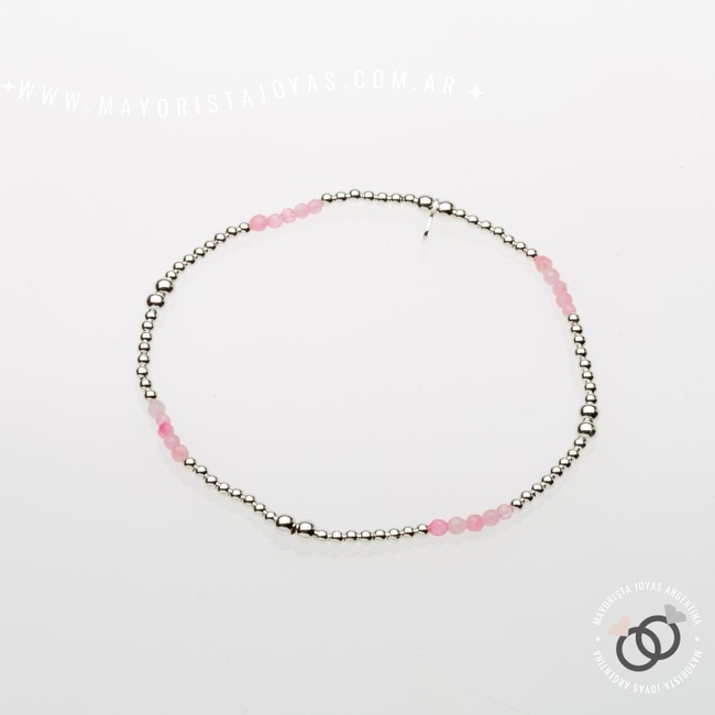 PULSERA PLATA Y PIEDRA ELASTIZADA (PBN0088)