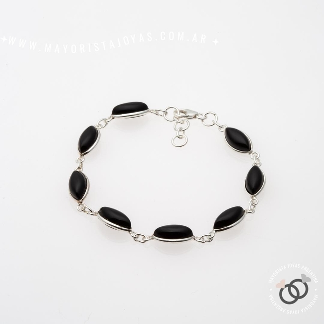PULSERA PLATA Y PIEDRAS (PBN107O)