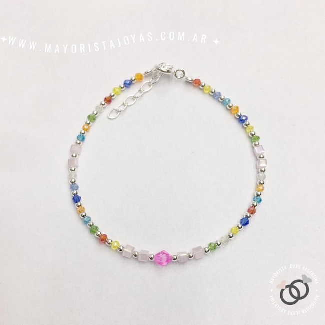 PULSERA PLATA Y CRISTAL (PBC179)