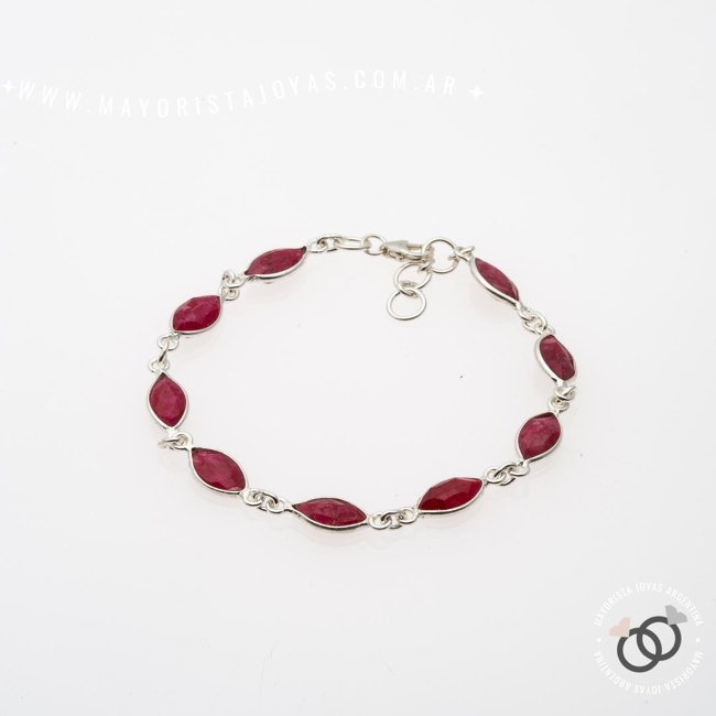 PULSERA PLATA Y PIEDRAS (PBN107R)